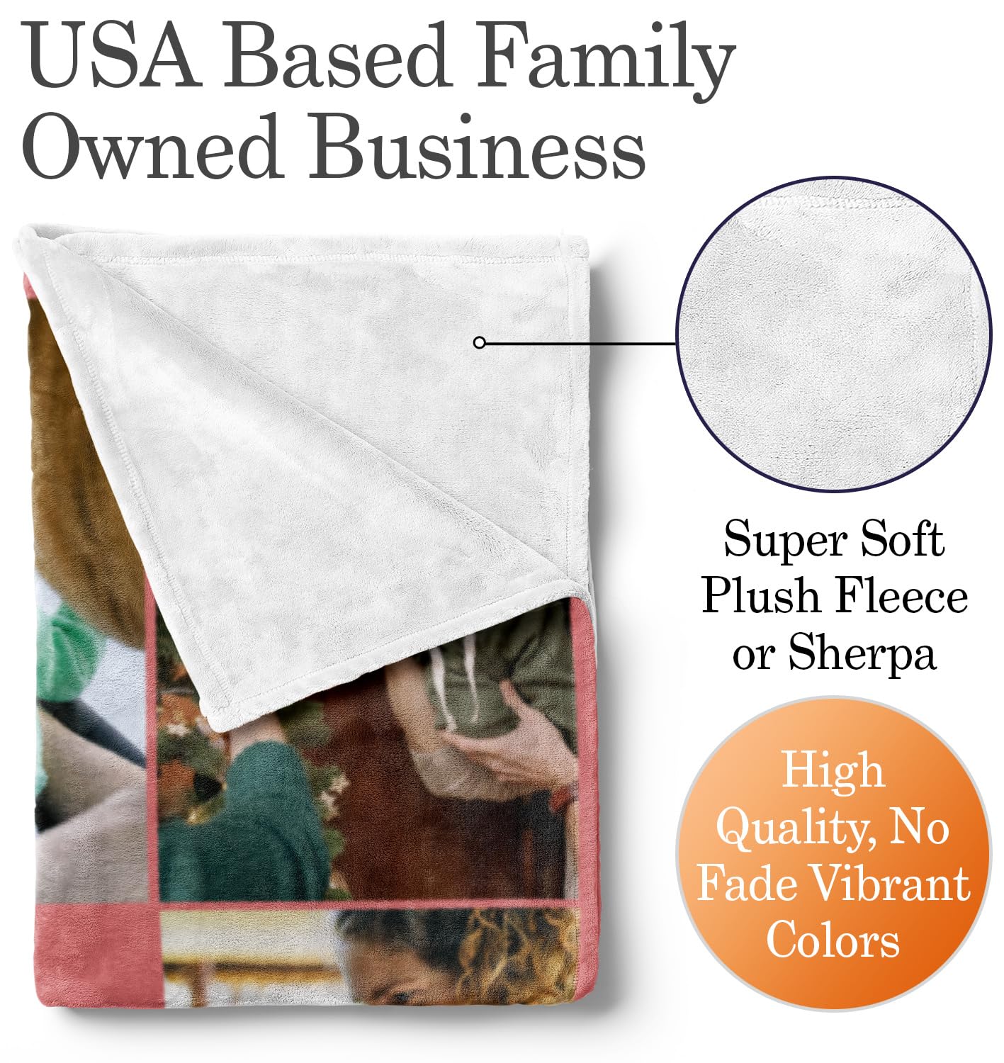 Ships Next Day, Custom Blanket With Picture And Text - Printed In Usa, Personalized Photo Blanket With Text (Fleece 60X80)