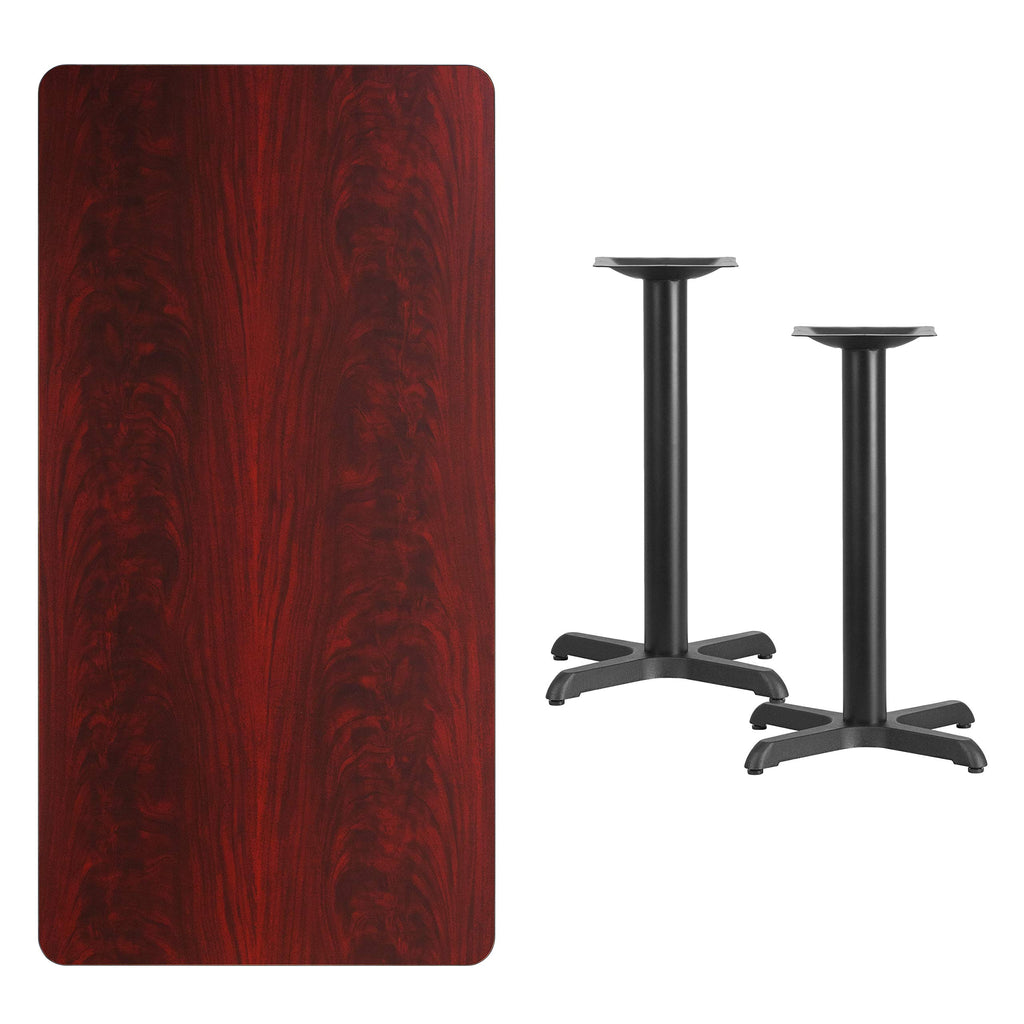 Flash Furniture Graniss 30'' x 60'' Rectangular Mahogany Laminate Table Top with 22'' x 22'' Table Height Bases