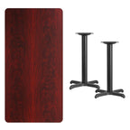 Flash Furniture Graniss 30'' x 60'' Rectangular Mahogany Laminate Table Top with 22'' x 22'' Table Height Bases