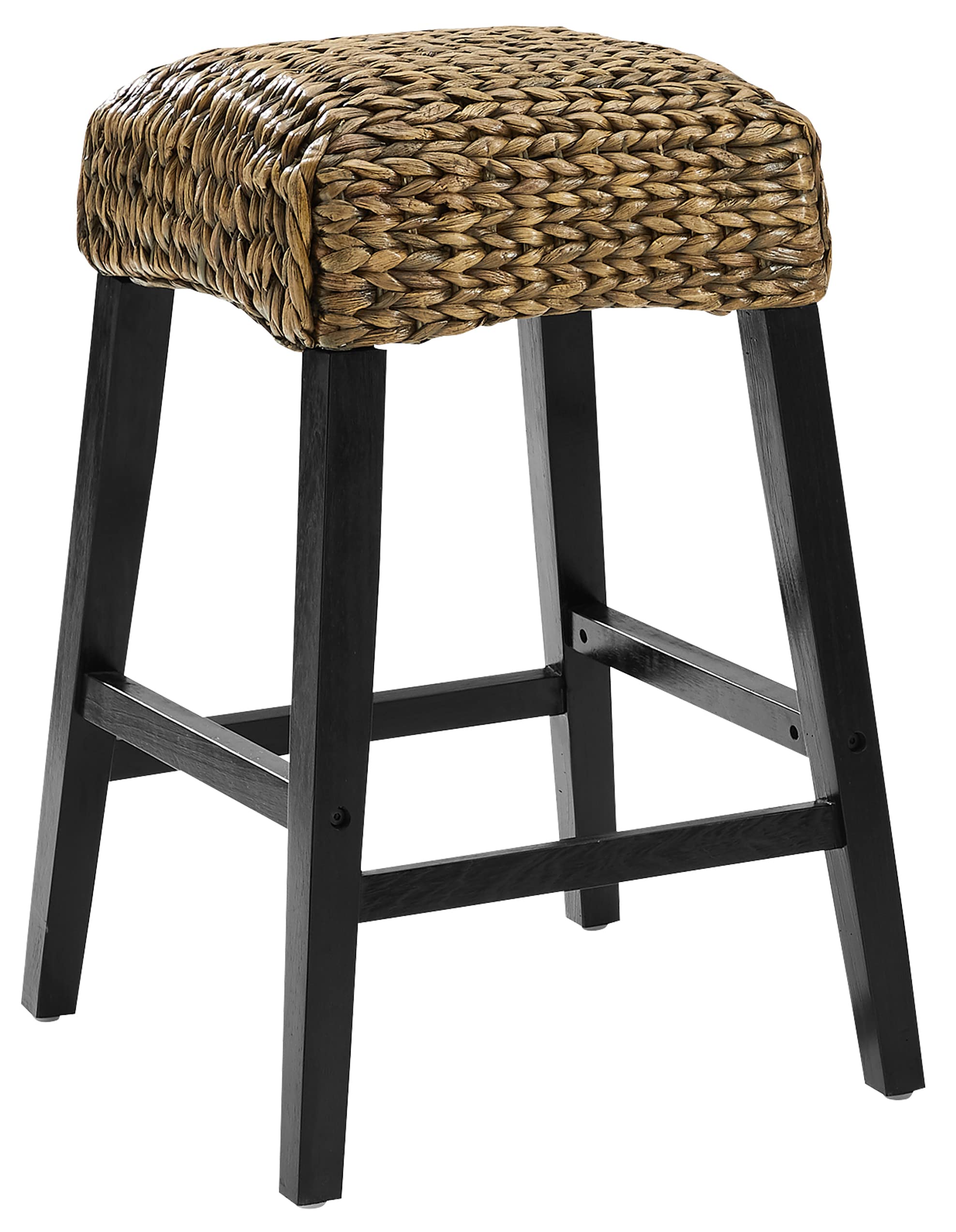 Crosley Furniture Edgewater Backless Counter Height Bar Stools Set of 2 with Handwoven Natural Fiber Rattan, Seagrass