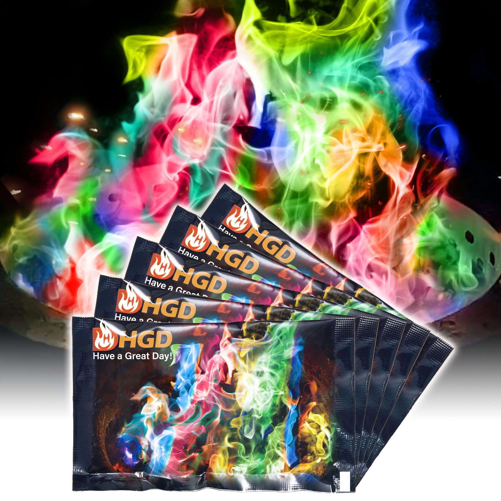 HGD (25 Pack) Magic Campfire Fire Color Changing Packets for Fire Pit, Indoor/Outdoor Fireplace, Bonfire - Rainbow Magical Flame