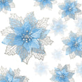 24 Pieces Christmas Glitter Poinsettia Flowers Layered Artificial Xmas Flowers Wedding Christmas Tree New Year Ornaments (Blue)
