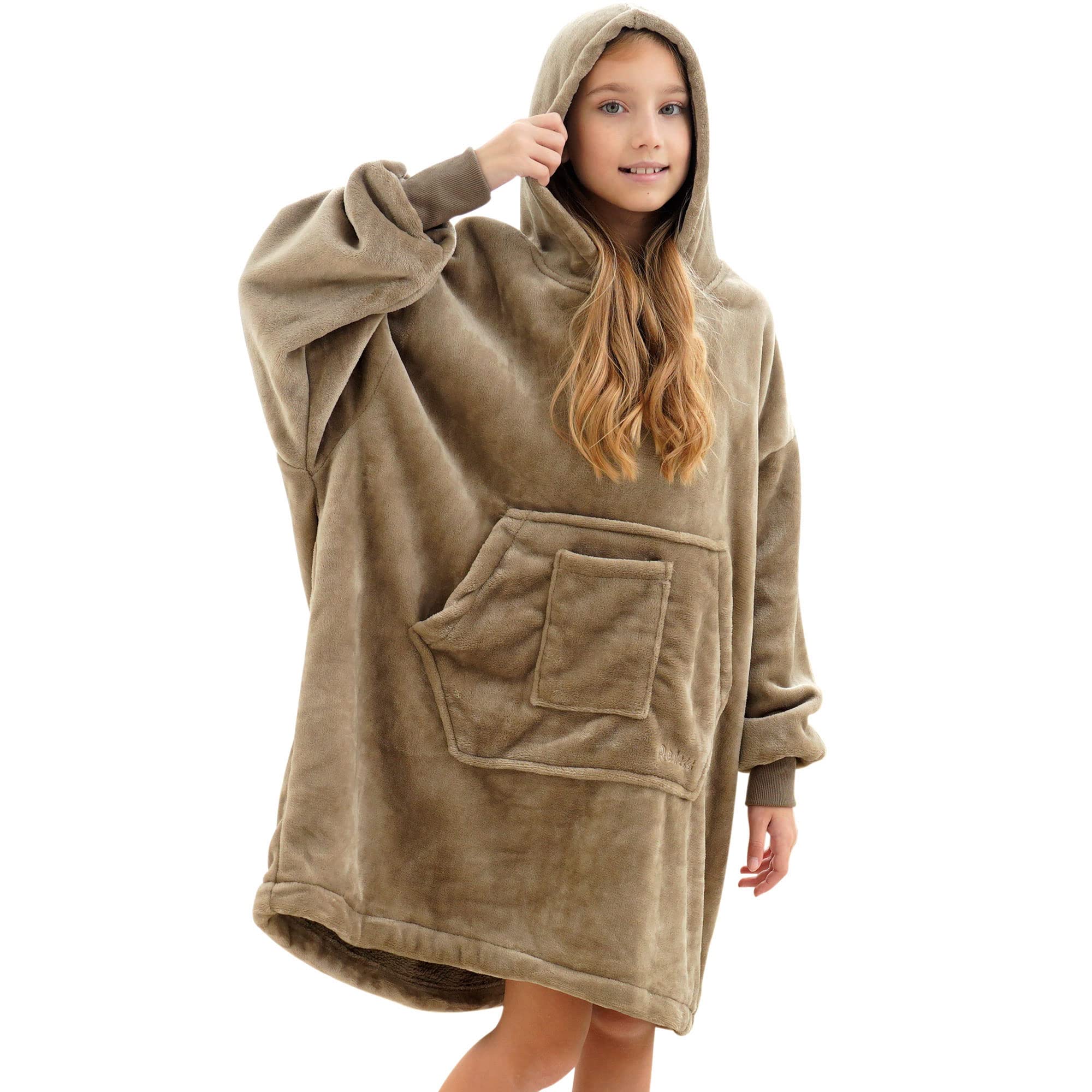 Redess Blanket Hoodie Sweatshirt, Wearable Blanket Oversized Sherpa With Sleeves And Giant Pocket, Cozy Hoodie For Adult Kids