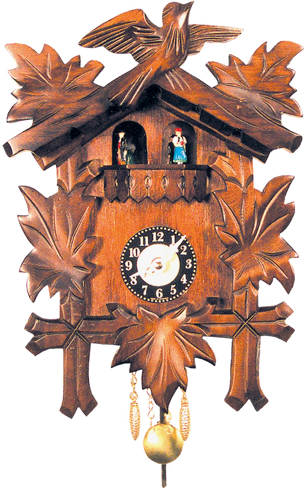 Alexander Taron Importer 930Qpt Engstler Battery-Operated Clock-Mini Size-9.75&quot; H X 7&quot; W X 3.75&quot; D, Brown