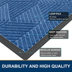 Smiry Front Door Mat Outside Entrance, Heavy Duty Natural Rubber Mat, Sturdy Trap Dirt And Moisture Indoor Outdoor Door Mat, Easy Clean Low Profile Doormat Outdoor Entrance, 36X24 Inch, Blue