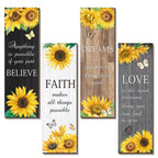 4 Pcs Sunflower Wall Decor Inspirational Sunflower Kitchen Decors Butterfly Gifts for Woman Rustic Farmhouse Love Faith Believe 