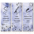Qunclay 3 Pcs Pink Flower Inspirational Wall Decor Art Gift Wooden Motivational Hanging Christian Quotes Floral Decor for Women 
