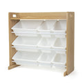 Humble Crew Toy Storage Organizer with Top Shelf and 9 Removable Bins, Natural/White - Toddler Bookshelf with Toy Organizer - Mo
