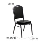 Flash Furniture HERCULES Series Crown Back Stacking Banquet Chair in Black Vinyl - Silver Vein Frame