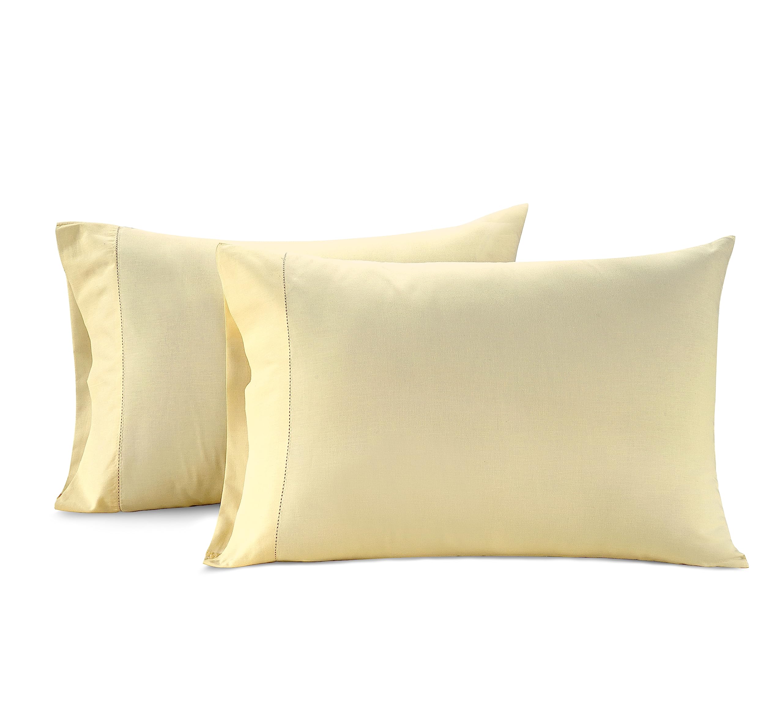 LANE LINEN 100% Organic Cotton Pillow Cases Set of 2 - Standard Size - Soft Pillow Cases - Vanilla