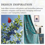 Smiletime Lake Blue Velvet Curtains Thermal Insulated Soft Privacy Noise Reducing Light Filtering Leaf & Butterfly Pattern Velve