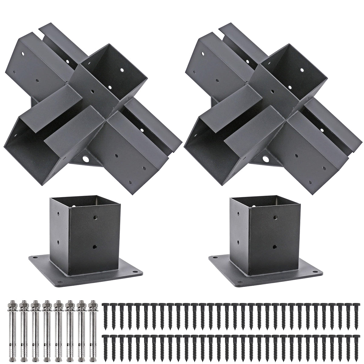Antsky 4X4(Actual: 3.5X3.5) 4-Way Right Angle Corner Brackets With Flange Anchor Bases