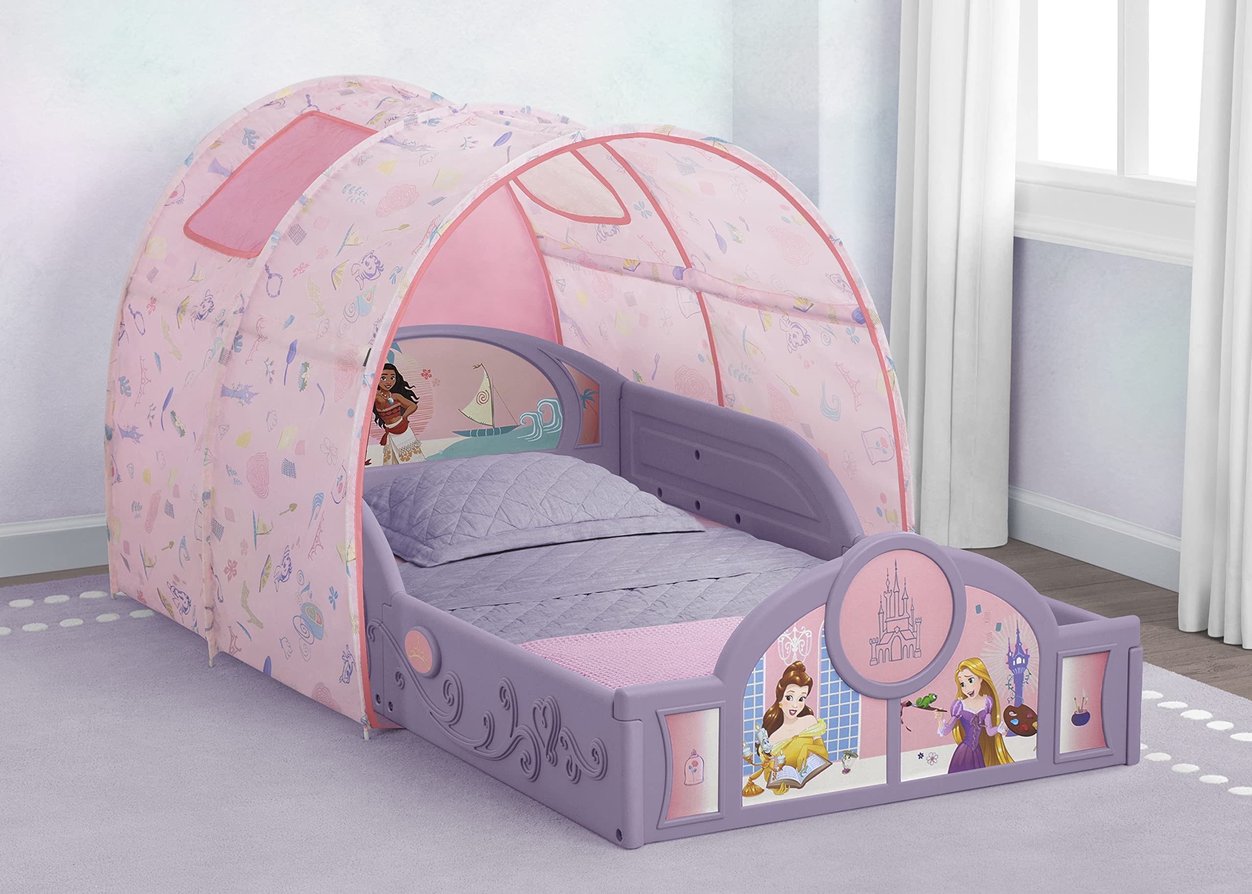 Disney Princess Sleep And Play Toddler Bed With Tent By Delta Children, Purple/Pink
