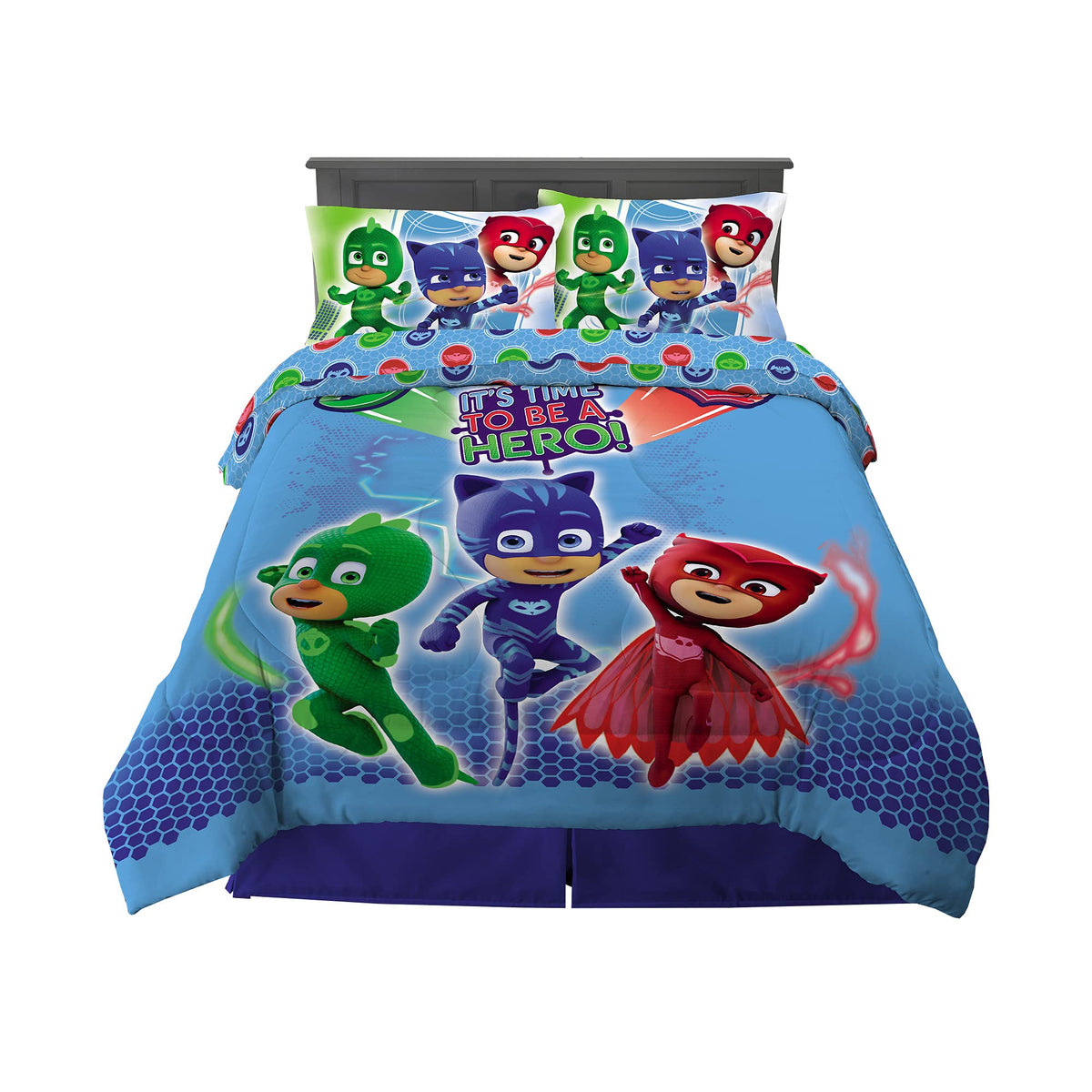 Franco Kids Bedding Super Soft Comforter And Sheet Set, 5 Piece Full Size, Pj Masks