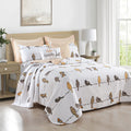 Lush Decor Rowley Birds Quilt Set, 7 Piece Set, King, Yellow & Gray - Reversible Bird Bedding Set With Pillow Cases & Throw Pill