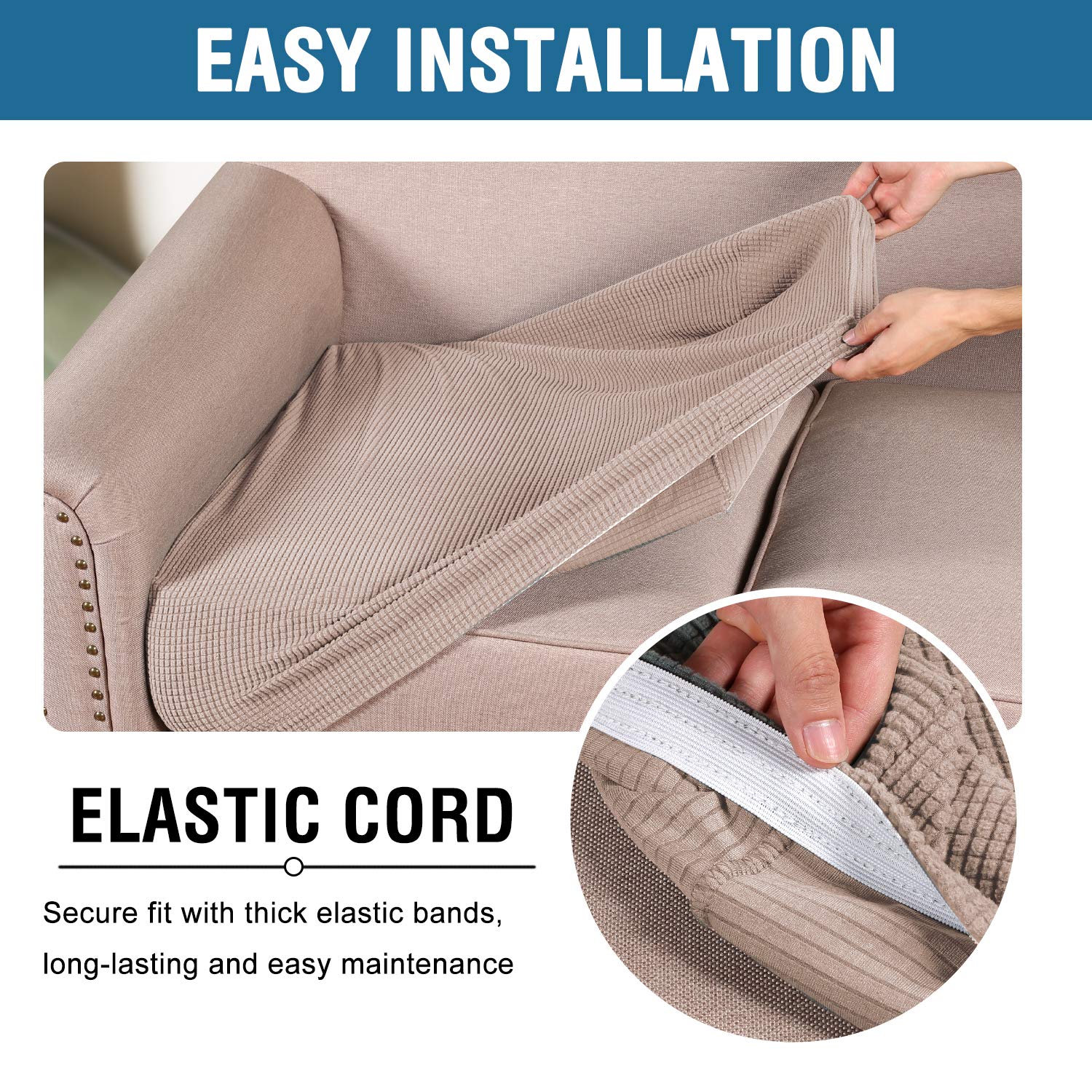 H.Versailtex 2024 New Trend Multi-Pieces Couch Covers For 3 Cushion Couch Sofa High Stretch Couch Cushion Covers Jacquard Textur