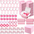 Pinkunn 120 Pcs Galentine Spa Sleepover Party Supplies, Bow Theme Spa Birthday Set with Face Mask Bowl Set, Mirrors, Combs, Head