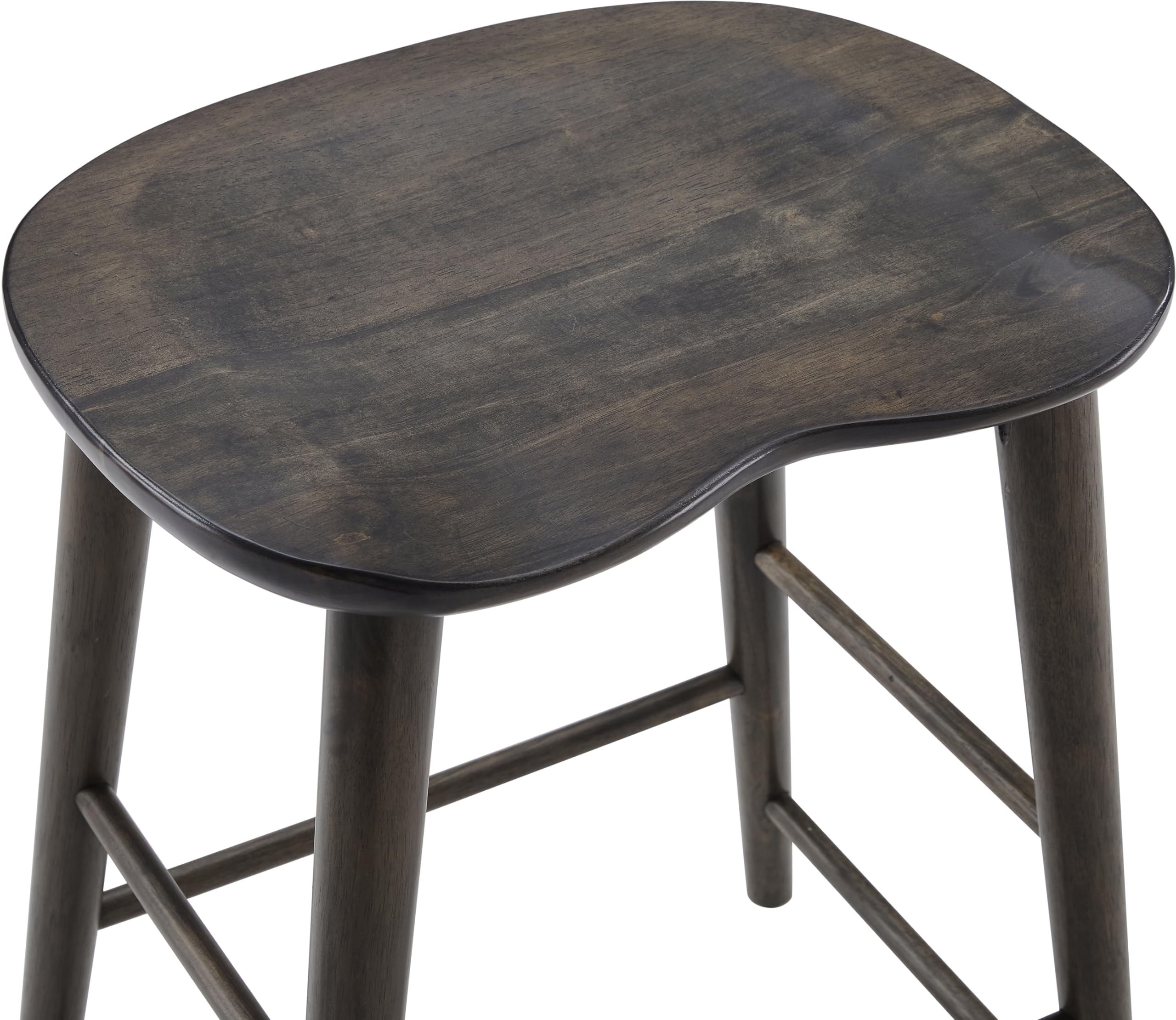 Crosley Furniture Maddox Solid Wood Counter Height Bar Stools Set of 2 for Kitchen Island, Tractor Seat, Slate