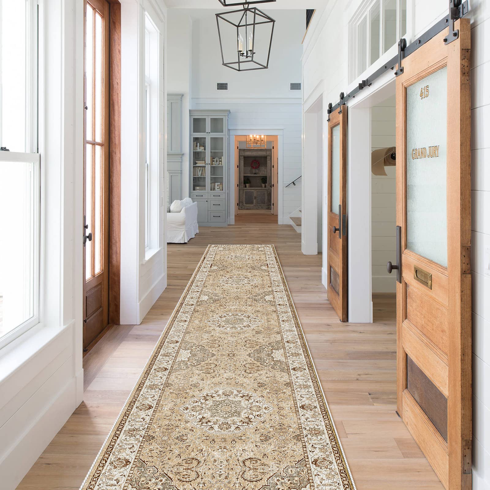 Hallway Washable Runner Rug - 2x10 Kitchen Rugs Entryway Rug Runner Vintage Soft Floor Mat Non Slip Indoor Farmhouse Carpet for 