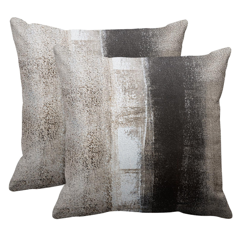 Emvency Set Of 2 Brown Beige Painting Throw Pillow Covers Contemporary Abstract Design Retro Decorative Pillow Case Home Decor S