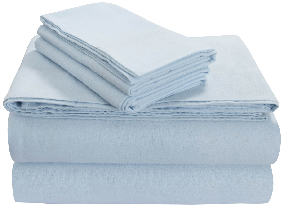 Tribeca Living Fl170Edpckisb Soft 170-Gsm Cotton Flannel Pillowcases, King, Sky Blue