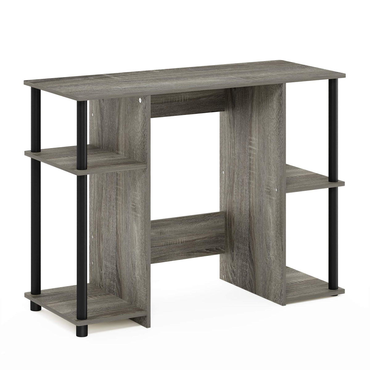 Furinno Jaya Computer Study Desk With Open Storage, French Oak Grey/Black