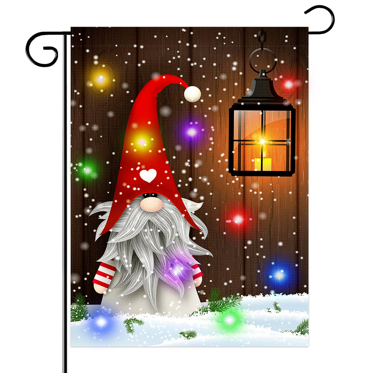 Worgate Christmas Lighted Gnome Garden Flag,Double-Sided Home Rustic Winter Garden Yard Decorations,New Year Vintage Seasonal Ou