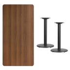 Flash Furniture 30'' x 60'' Rectangular Walnut Laminate Table Top with 18'' Round Table Height Bases