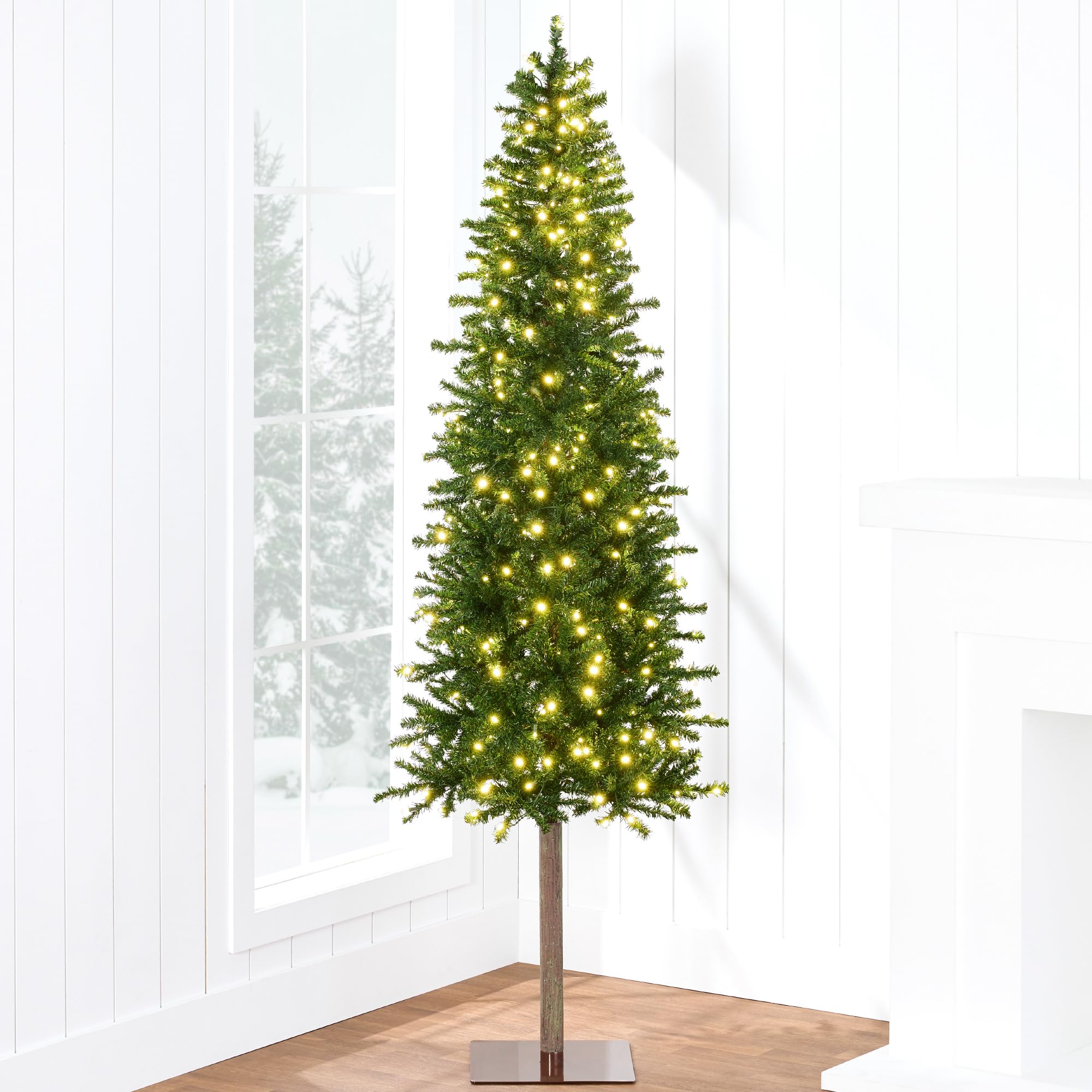 Best Choice Products Pencil Christmas Tree 6ft Pre-lit Alpine Slim Holiday Decoration, Lighted Skinny D  cor LED Lights, Metal S