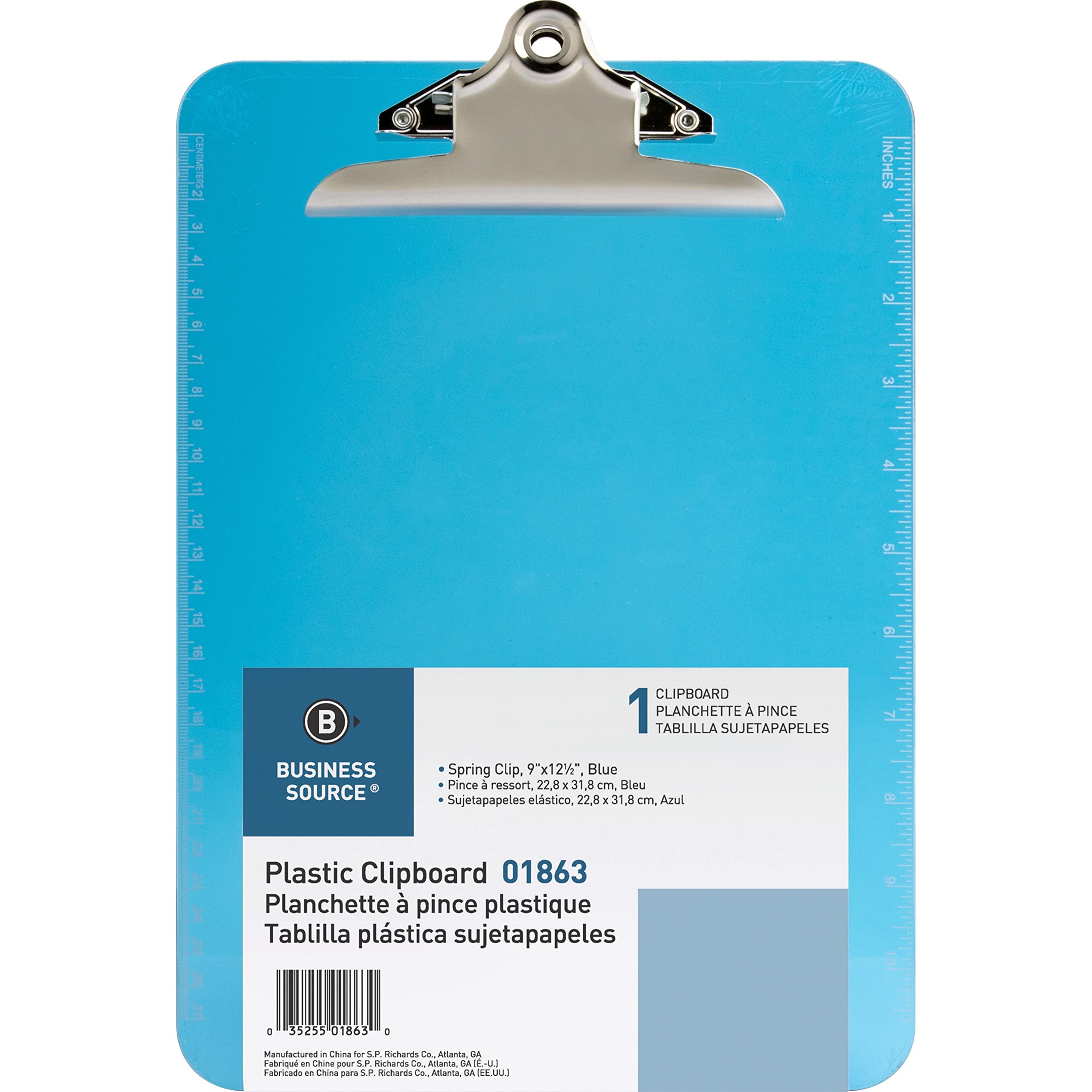 Sparco Products 01863 Clipboard, Plastic, 9-Inch X12-Inch , Blue