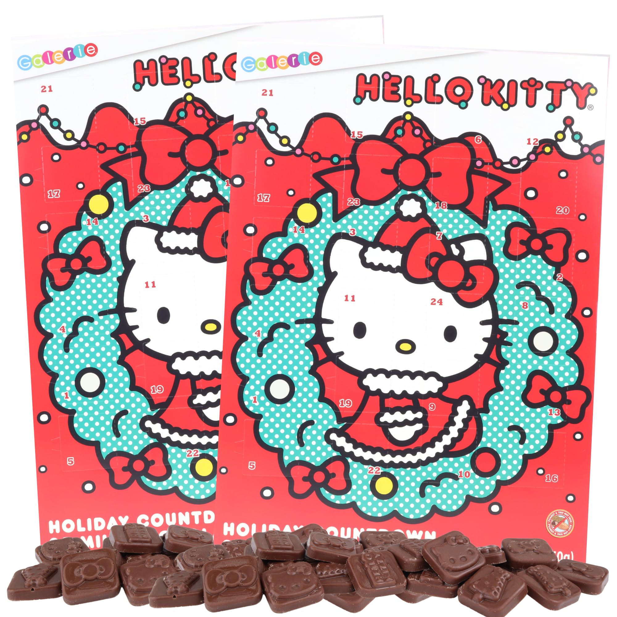Hello Kitty Advent Calendar, 2023 Christmas Countdown with Chocolates, Interactive Family Holiday Activity, 1.76 Ounces (Pack of