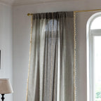 Sutuo Home Boho Curtains For Bedroom Dining Room, Semi Blackout Linen Farmhouse Shabby Chic Tassels Window Treatment Bohemian Embroidery Drape, Rod Pocket 1 Panel 52' W X 84' L, Gray Linen