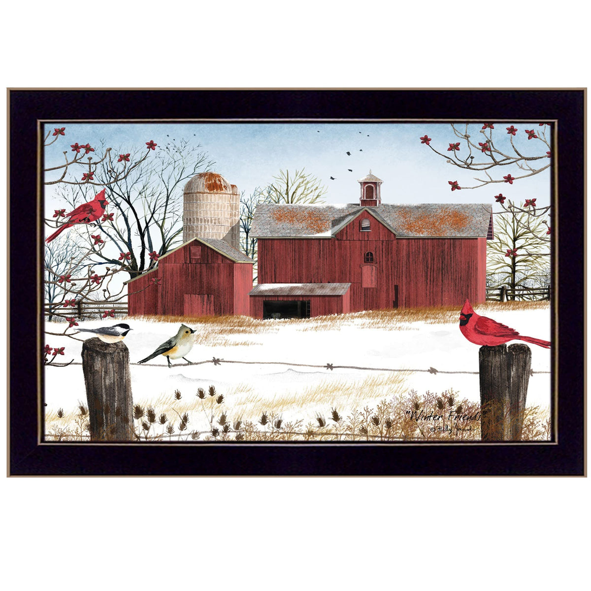 Winter Friends 2 Black Framed Print Wall Art