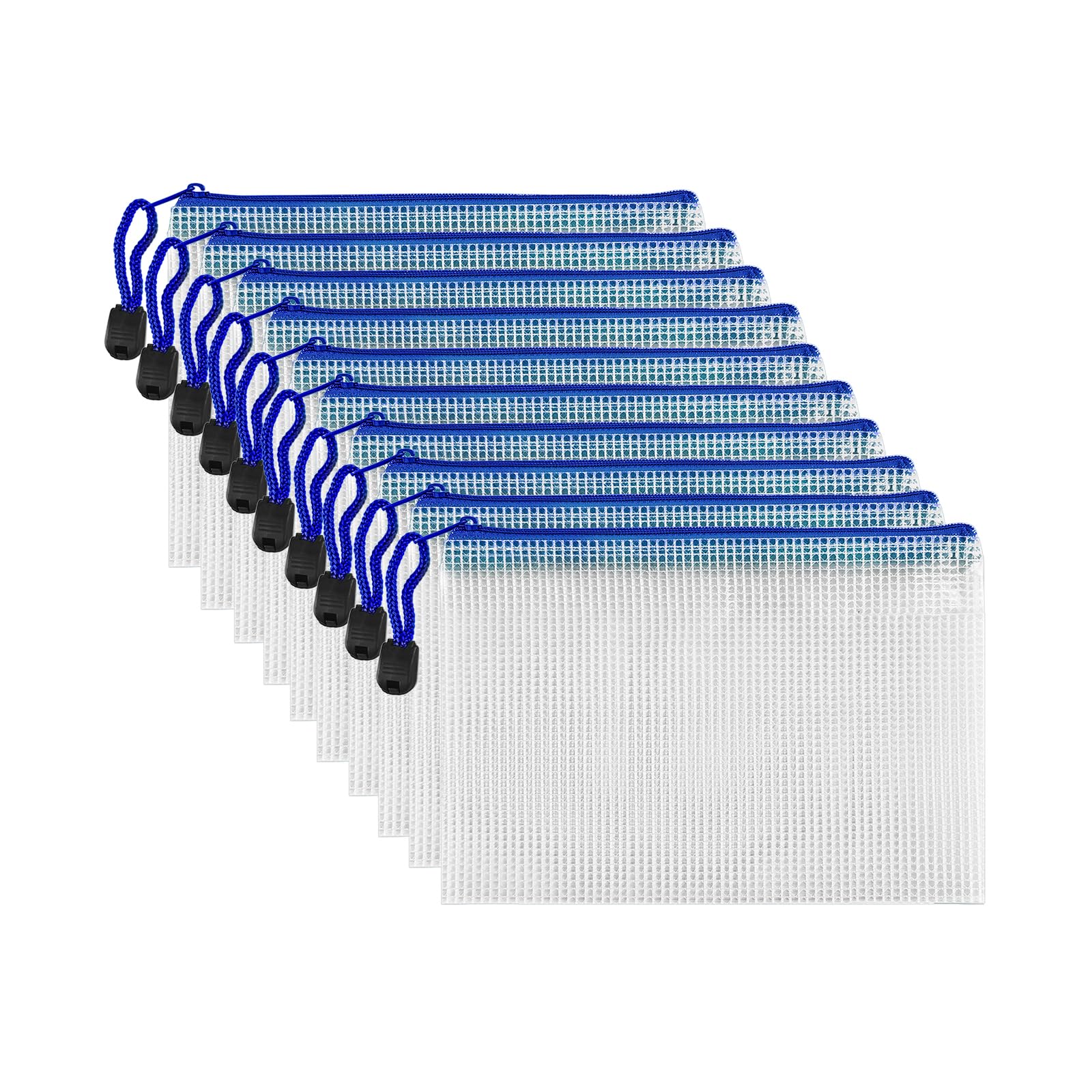 Austark 10Pcs Zipper File Bags Plastic Mesh Zipper Pouch Waterproof Document Bags Board Games Storage Bags For Office School Hom