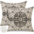Gujiahone Outdoor Waterproof Pillow Covers 20X20 Inch Set Of 2 Bohemian Vintage Carpet Pattern Pillow Covers Black Grey Ethnic D