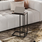 Wlive Small Side Table, C Shaped End Table For Couch, Sofa And Bed, Tv Tray Table That Slides Under For Living Room, Bedroom, Bedside, Gray And Black