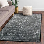 Lahome Black Rug for Living Room Washable Area Rugs for Living Room 4x6,Non Slip Floor Rugs for Living Room Stain Resistant Dini