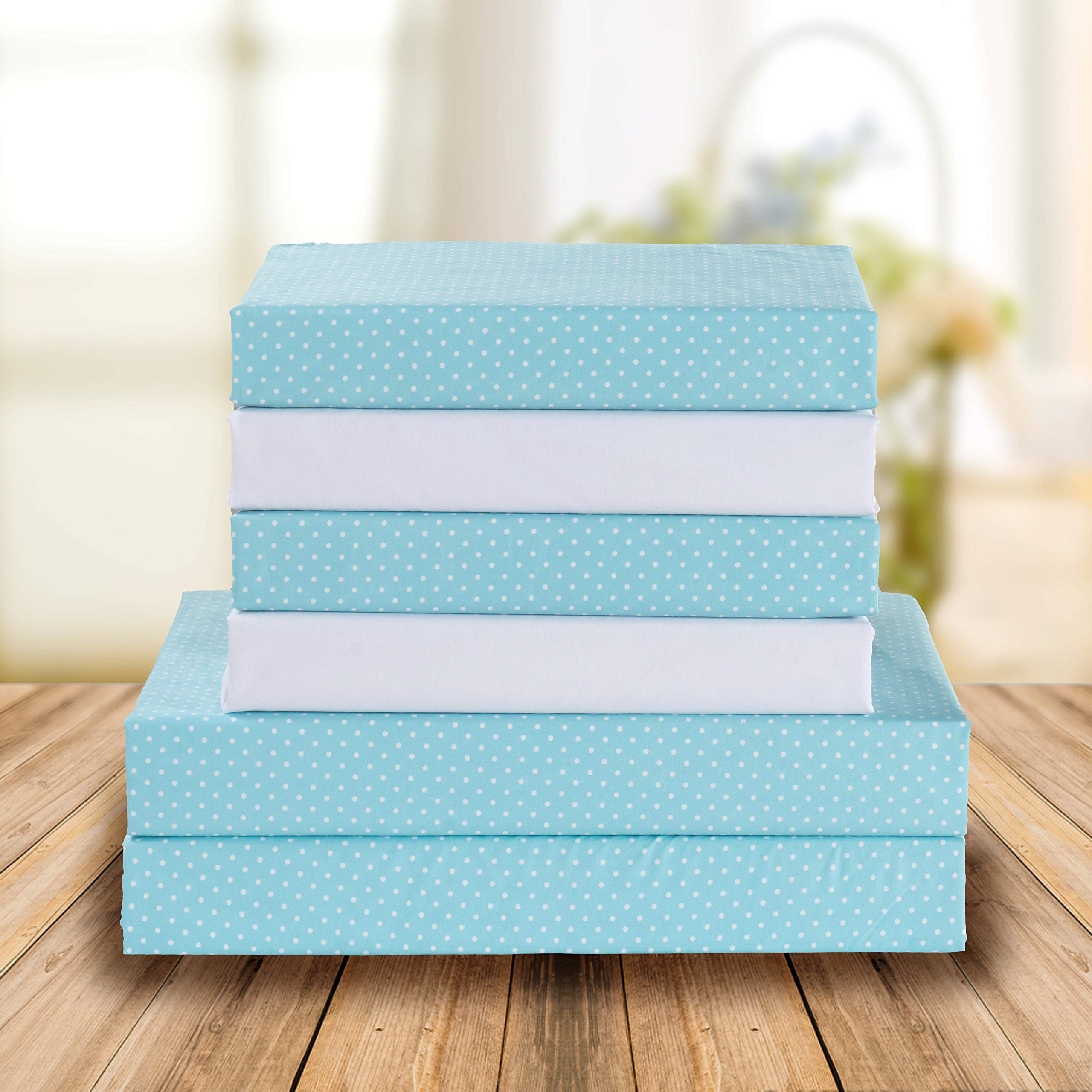 Elegant Comfort Delilah Polkadot 4-Piece Set, Fade & Wrinkle Resistant, 1500 Premium Hotel Quality Microfiber Deep Pocket Fitted Sheet Featuring Smart Pockets, Polkadot Sheet Set, Twin, Aqua