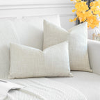 Otostar Pack Of 2 Throw Pillow Covers 12X20 Inch Linen Beige Pillowcases Farmhouse Decorative Solid Pillow Covers 30X50 Cm Lumba