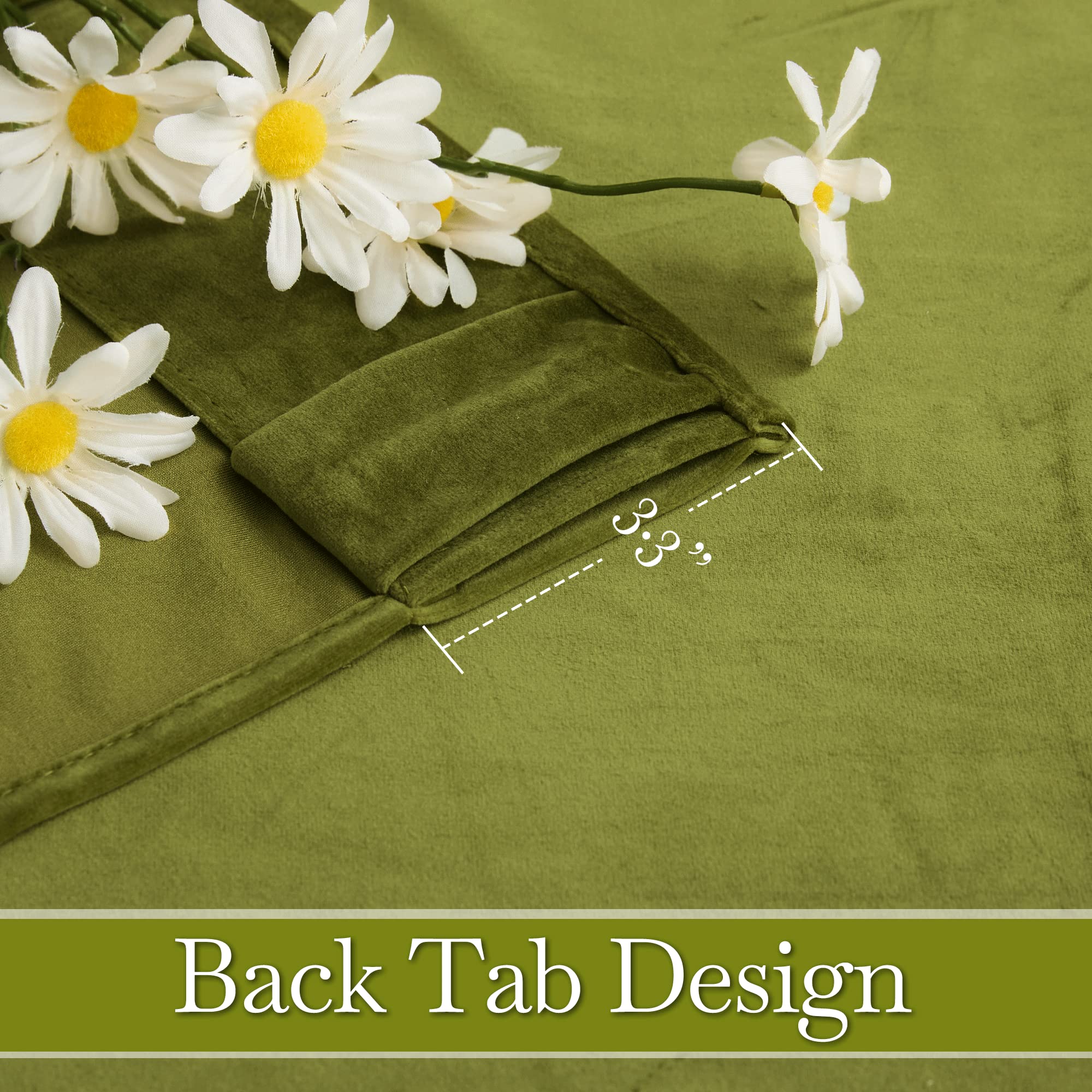 Ryb Home Green Velvet Curtains For Bedroom - Soft Farmhouse Window Decor Room Darkening Thermal Insulating Drapes For Living Room Dining Home Office, Width 62 X Length 96 Inch, Moss Green, 1 Pair