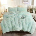 Xege Fluffy Faux Fur Duvet Cover Set, Luxury Ultra Soft Plush Shaggy Terracotta Bedding Set 3 Pieces Velvet(1 Fuzzy Comforter Co