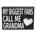 JennyGems Grandmas Biggest Fans Wooden Box Sign  Heartwarming 8x6x1.5 Inches  Made in the USA  Thoughtful Grandma Gift