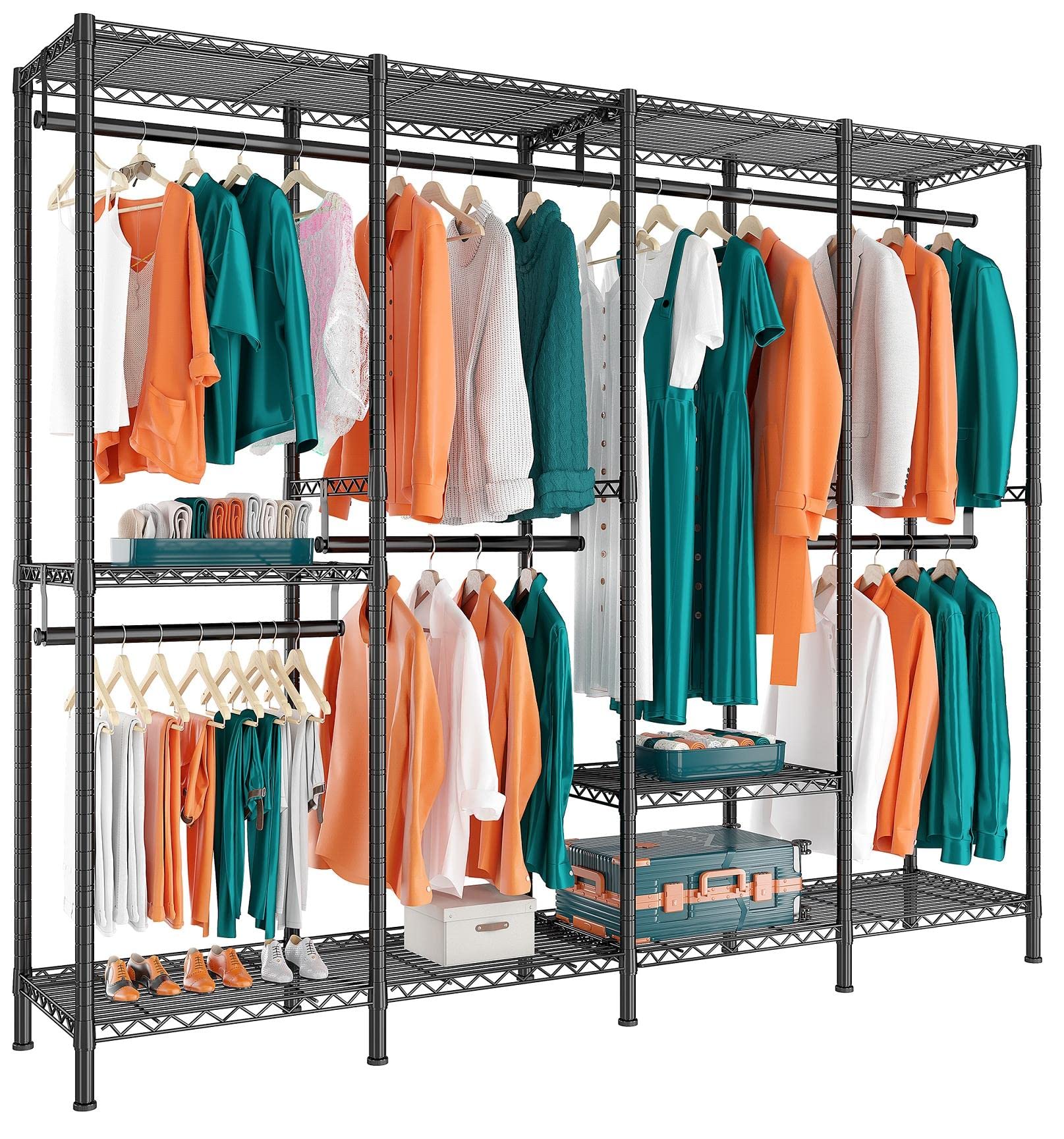 Raybee Clothing Rack, Heavy Duty Clothes Rack 1150LBS Clothing Racks for Hanging Clothes, Freestanding Wardrobe Closet Garment R