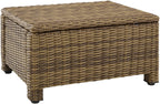 Crosley Furniture Bradenton Wicker Outdoor Ottoman Foot Rest for Patio, Deck, Porch, Brown with Sand Cushions