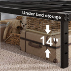 Upcanso 16 Inch Twin Bed Frames With White Skirt Cover, Metal Twin Size Bed Frame With Storage, Heavy Duty, No Box Spring Needed, Easy Assembly, Noise Free, Mattress Foundation