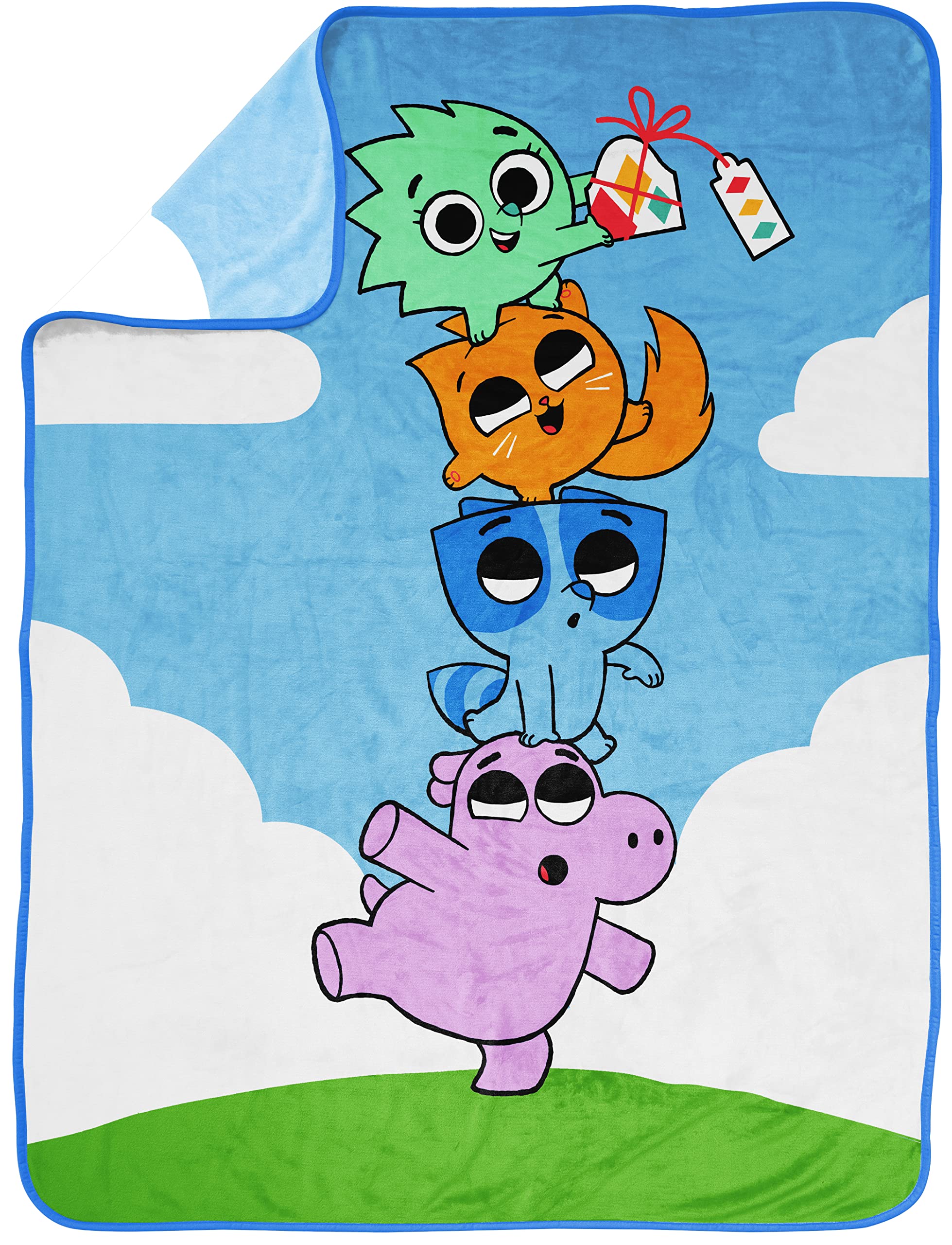 Jay Franco Pikwik Pack Animal Friends Blue Throw Blanket - Measures 46 X 60 Inches, Kids Bedding - Soft & Cozy Fleece