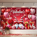 BlissYard Valentines Day Gnome Banner Heart Balloon Love Backdrop 71x43 Inches Polyester Romantic Hanging Background for Valenti