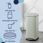 Happimess Hpm1007E Betty Retro 8-Gallon Step-Open Trash Can With Soft-Close Lid, Fingerprint Resistant, Modern, Minimalistic For