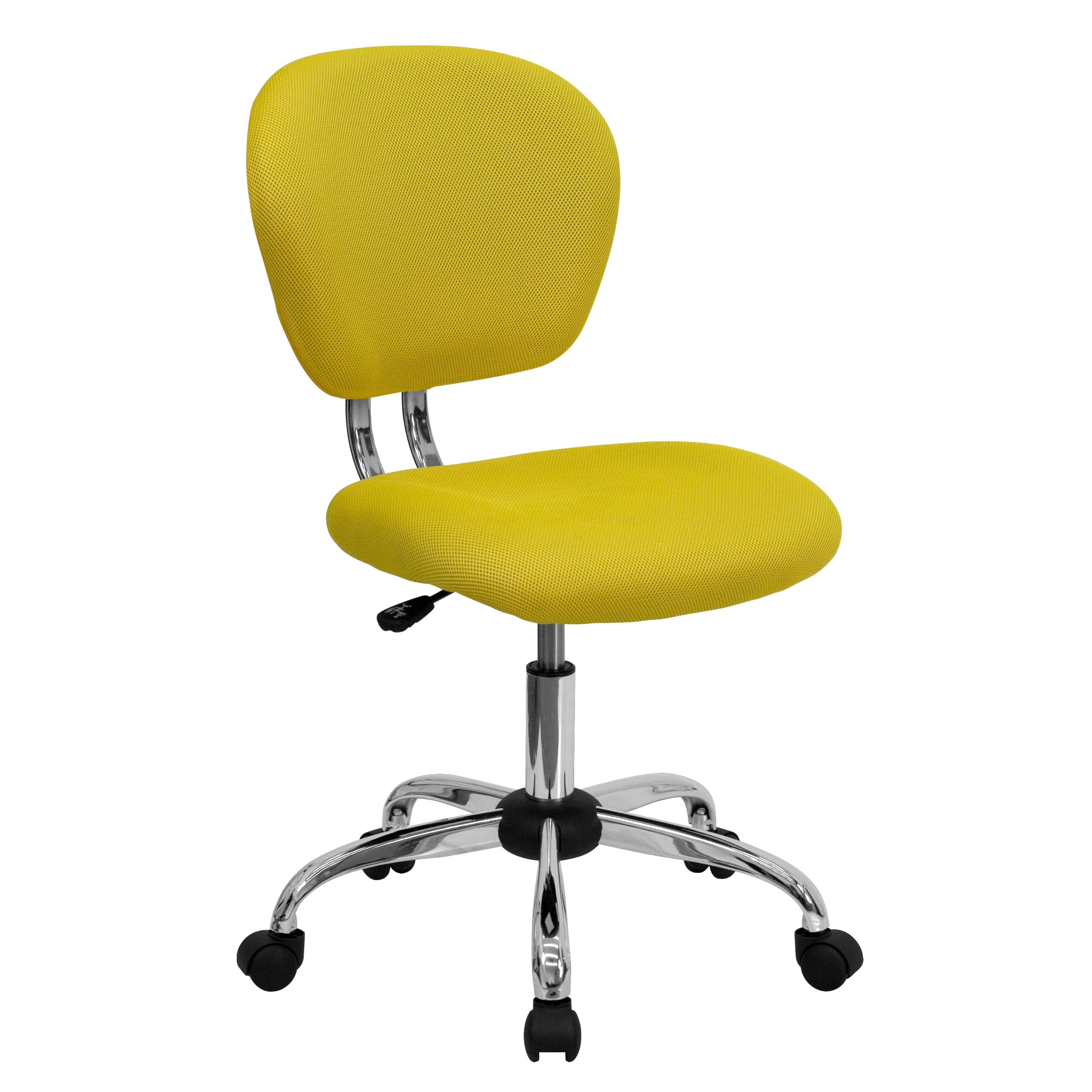 Flash Furniture Beverly Mid-Back Yellow Mesh Padded Swivel Task Office Chair with Chrome Base