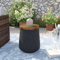AQUILLA 16.8 Inch Tall Small Side Table, Cylinder Rustic Concrete End Table, Accent Side Table Column for Living Room